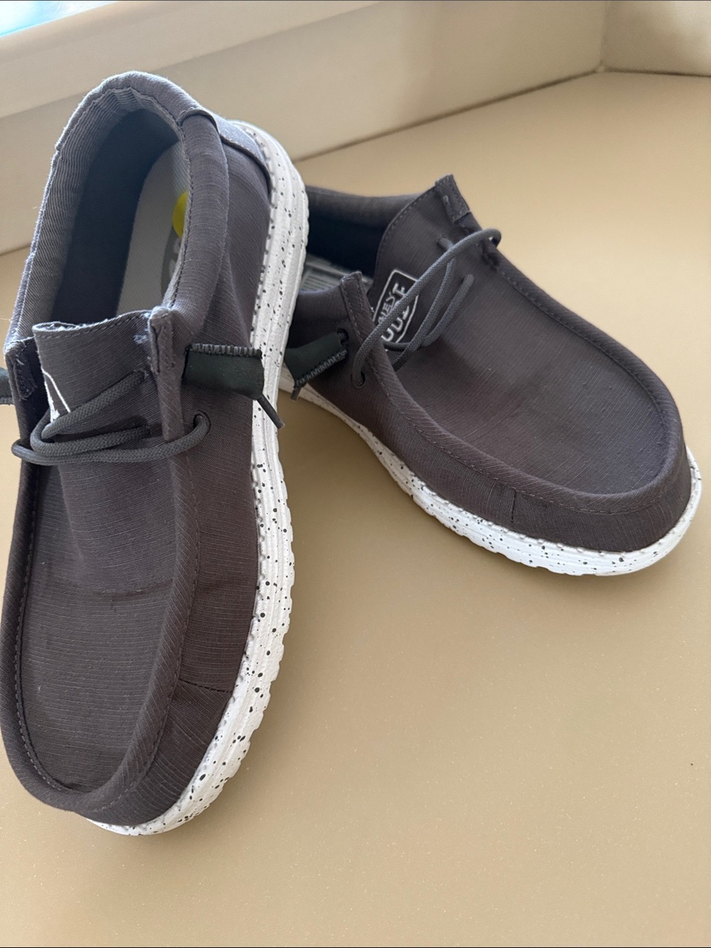 Hey Dude Men's Dark Brown Canvas Slip-On Loafers